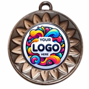 BRONZE FLOWER MEDAL 40MM WITH 25MM RECESS INCLUDES A 10MM RIBBON