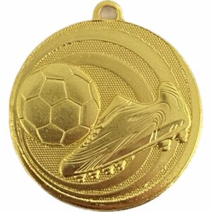 GOLD SOCCER MEDAL 50MM INCLUDES A 10MM RIBBON