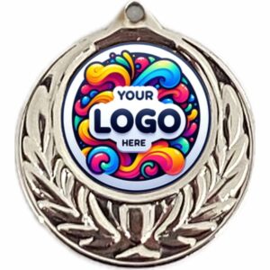 SILVER WREATH MEDAL 40MM WITH 25MM RECESS INCLUDES A 10MM RIBBON