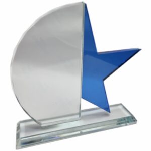 BLUE STAR GLASS TROPHY 180MM