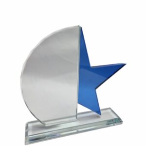 BLUE STAR GLASS TROPHY 130MM